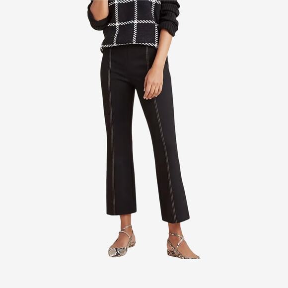 Anthropologie Essential Crop Flare Pants Black Stretch Knit Size S NWT - Picture 1 of 9
